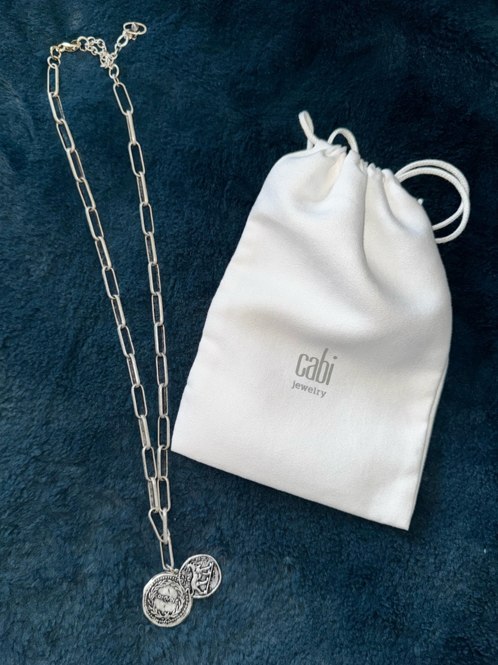 NEW! CABI Medallion Coin Paperclip Chain Necklace NWOT